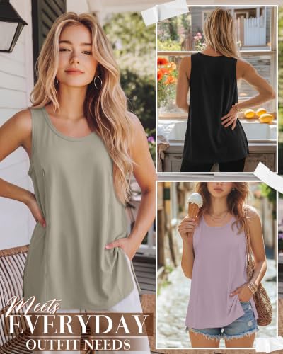 Huukeay 3 Pack Women's Oversized Nursing Tank Tops - color: Cement Gray, Gray Purple, Black, size: X-Large