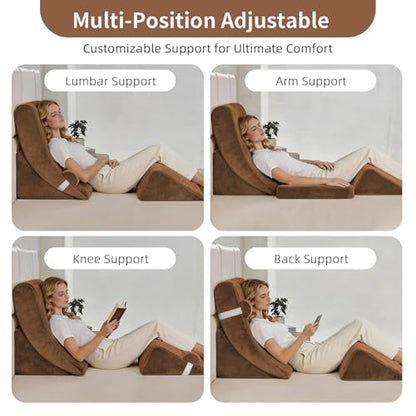 Wedge Pillow Set for After Surgery,Dark Brown,4PCS-22 - color: Dark Brown, size: 4PCS-22''