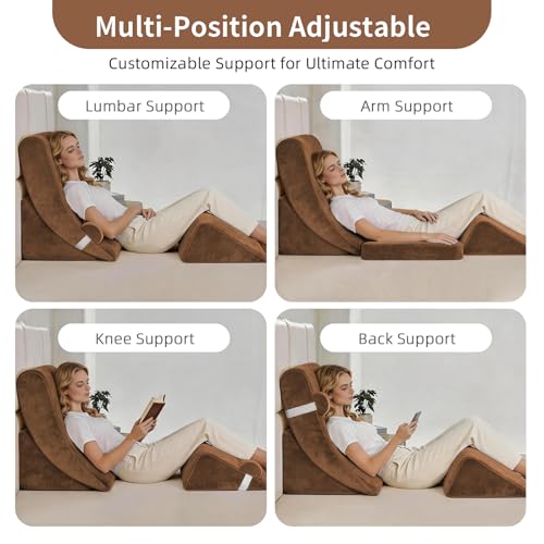 Wedge Pillow Set for After Surgery,Dark Brown,4PCS-22 - color: Dark Brown, size: 4PCS-22''