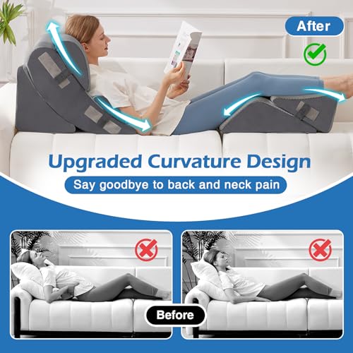 Ahpmeoa 6PCS Wedge Pillow Set for After Surgery, Sit Up Pillow, Grey - color: Grey