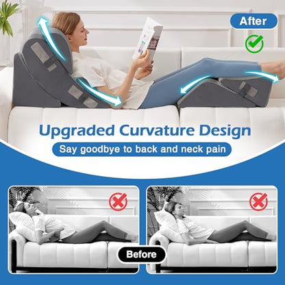 Ahpmeoa 6PCS Wedge Pillow Set for After Surgery, Sit Up Pillow, Grey - color: Grey