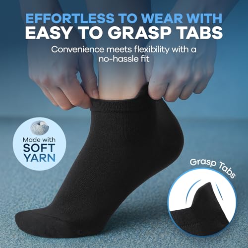 6 Pairs 8-15 mmHg Ankle Compression Socks for Women and Men - color: Black, size: Small-Medium