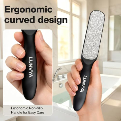 Double-Sided Nickel Foot File, Callus Remover Pedicure Exfoliator (Black) - color: Black