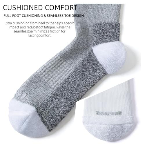 LEVSOX Bamboo Viscose Compression Socks Wide Calf 15-20 mmHg with Cushioned - color: Grey/White, size: Large