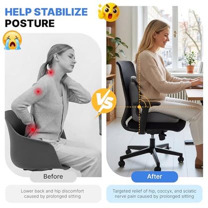 Ergonomic Seat Cushion with L-Shaped Design for Office Chair (Grey) - color: Grey