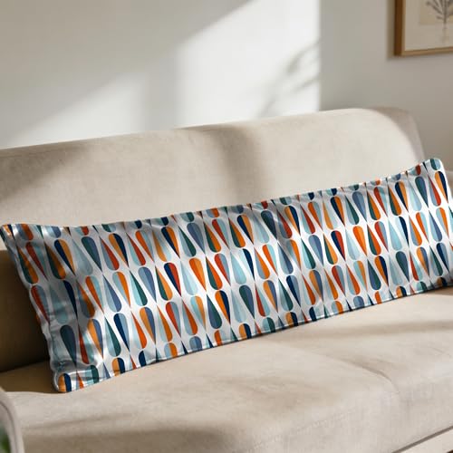 Body Cooling Pillow Cases Cover,Mid-Century Modern Body Pillow Cover Satin Pillowcase for Hair and Skin,Soft Long Pillow Cover with Zipper Closure 20x54 Inches - color: Mid-century Modern