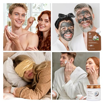 35 Pcs Coconut Vanilla Spa Gift Basket for Women & Men, Face Skin Care Set