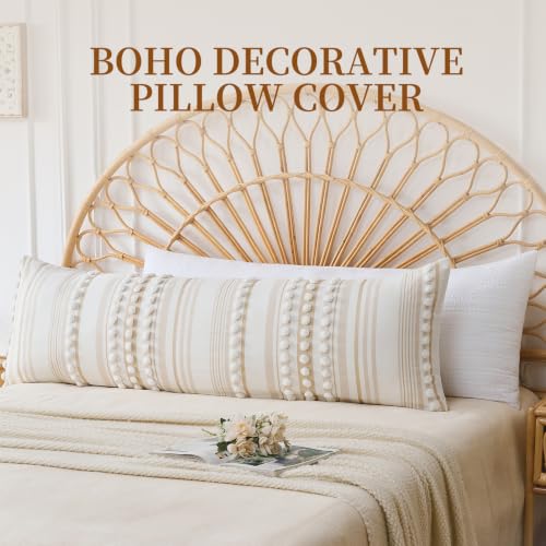 Body Pillow Cover, Boho Decorative Long Body Pillow Pillowcase, Large Lumber Pillowcase, Ultra Soft Microfiber Pillowcase with Envelope Closure 20x54 inch (Boho White) - color: Boho White