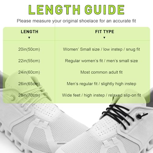 Elastic Shoe Laces for On Cloud 5, 6 Replacement Strings - color: Black, size: 26in (65cm)