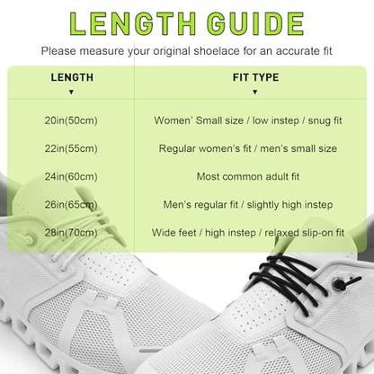 Elastic Shoe Laces for On Cloud 5, 6 Replacement Strings - color: White, size: 16in (40cm)
