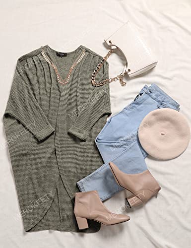 MEROKEETY Cardigan Sweaters for Women Oversized Long Cardigans Fall Outfits - color: Olive, size: Large