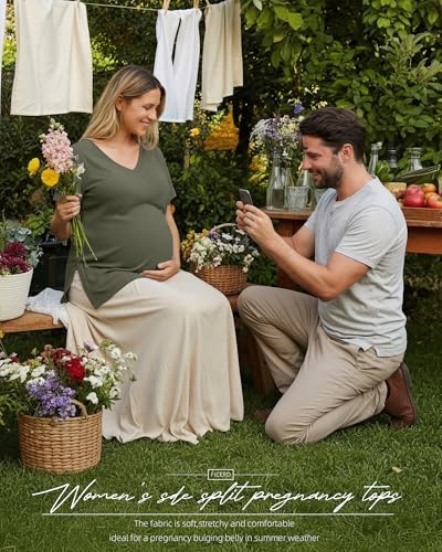 Ficerd 3 Pack Women's Maternity Shirts - color: Army Green, Muted Pink, Hazy Blue, size: Small