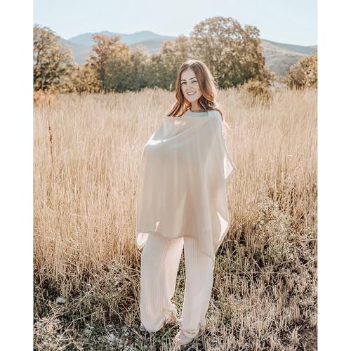 Konssy 2-Pack Muslin Nursing Cover Up for Breastfeeding Mom with Rigid Hoop - color: Cream, Brown
