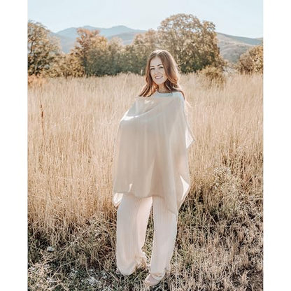 Konssy 2-Pack Muslin Nursing Cover Up for Breastfeeding Mom with Rigid Hoop - color: Cream, Brown