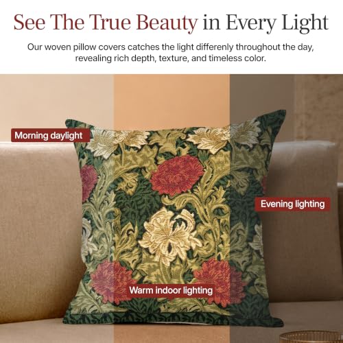 William Morris Chrysanthemum Multi Tapestry Throw Pillow Cover 16 x 16 in - color: Chrysanthemum Multi