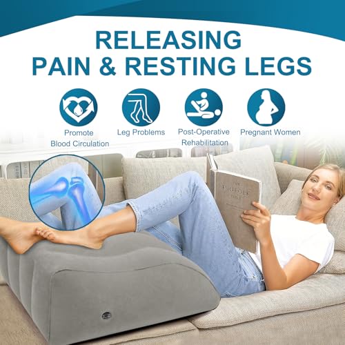 Inflatable Leg Elevation Pillow, Portable Wedge Pillow for Sleeping(Grey) - color: Grey