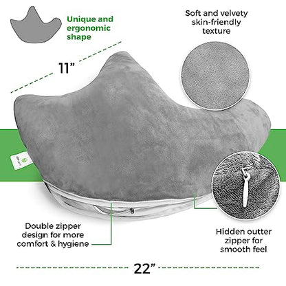 Rotator Cuff Pillow Side-Sleeper Shoulder Arm Support, Washable Cover, Gray - color: Gray