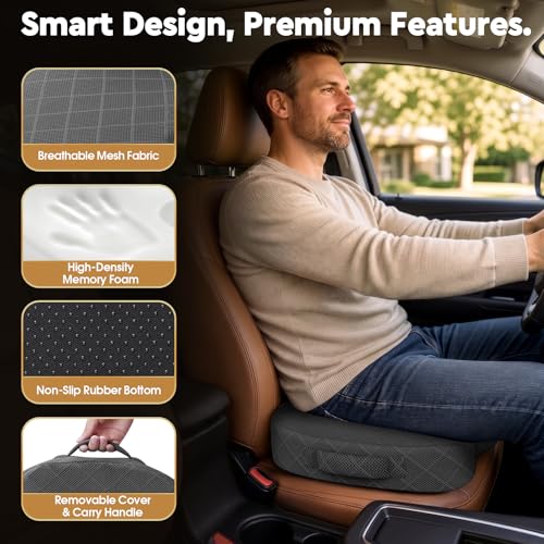 TushGuard Seat Cushion, Memory Foam Office Chair Cushion - Grey, Large - color: Grey, size: Large