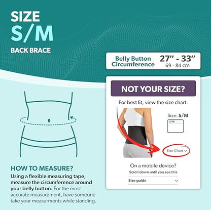 BraceAbility Elastic Low Back Brace - Compression Lower Back Support Belt for Sciatica, Heavy Lifting at Work, Herniated Disc, Workouts, Sleeping, Lumbar Support, Back Pain in Women and Men (S/M) - size: S/M