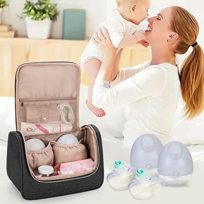 LUXJA Wearable Breast Pump Bag with a Waterproof Mat, Black - color: Black