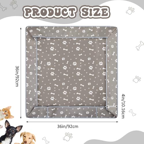 Marsui Dog Playpen Bottom Pad, Grey, Dog Paw Bone Print - color: Grey, style: Dog Paw Bone Print