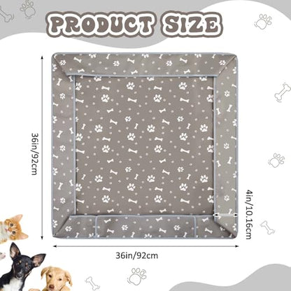 Marsui Dog Playpen Bottom Pad, Grey, Dog Paw Bone Print - color: Grey, style: Dog Paw Bone Print