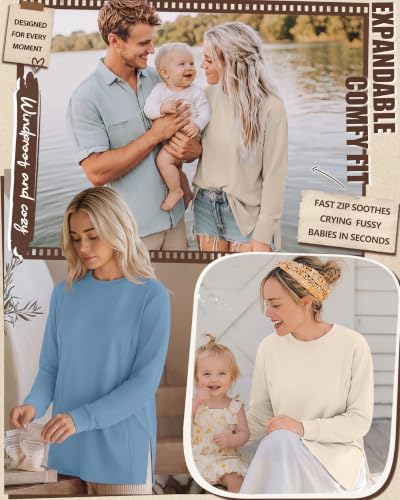 Ficerd 3 Pack Womens Nursing Tops for Breastfeeding - color: Light Blue, Cream, Light Khaki, size: X-Large