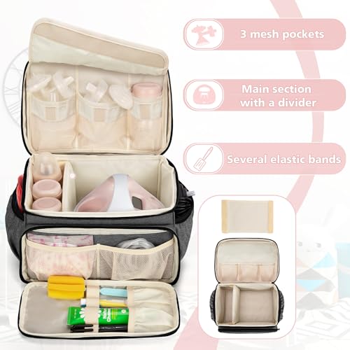 LUXJA Breast Pump Bag Compatible with Spectra S1 and S2, Gray - color: Gray
