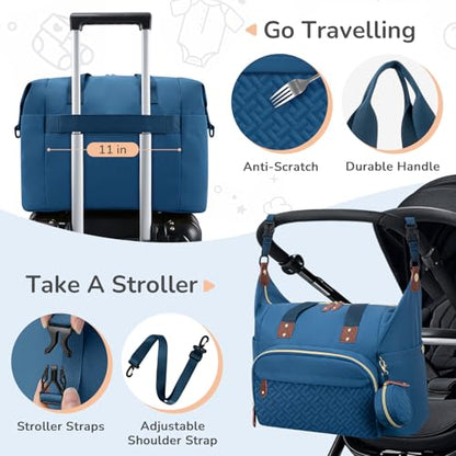Tenot Diaper Bag Tote, Baby Bags with Pacifier Case Blue - color: Blue, size: Medium
