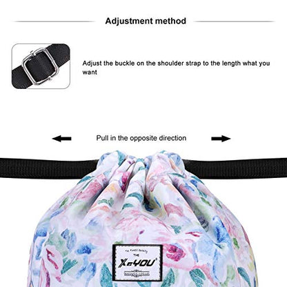 XEYOU Drawstring Backpack Bag Sport Gym Sackpack Beach Cinch Bag - color: Oil Painting Flowers