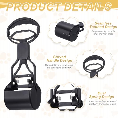 Poop Scooper 11" Long Handle No Touch Dog Poop Scooper Grabber - color: Black