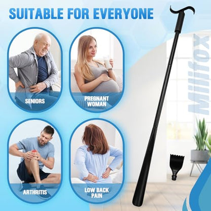 Long Shoe Horn for Seniors, Dressing Stick with S-Hook, Claw, Black - color: Black With Claw