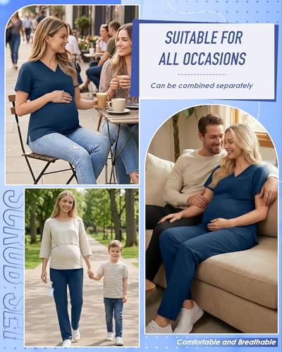 Women's Maternity Scrub Set - color: Blue Green, size: Medium