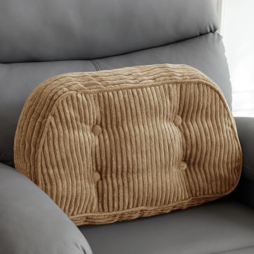 Large Lumbar Support Pillow for Recliner Chair/Accent Chair/Couch/Office Chair, Tufted Corduroy Back Support Cushion for Elderly, Recliner Cushions for Back Rest, Pain Relief, Reading, Coffee - color: Coffee, size: X-Large