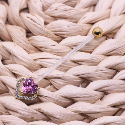 14G Flower Flexible Clear Acrylic Pregnancy Belly Button Ring Letter Personalized Dangle Pregnancy Maternity Belly Rings - color: gold pink