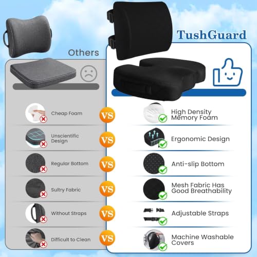 Back&Seat Cushion, Chair Cushions, Lumbar Back Support Pillow, Black/Large - color: Black, size: Large