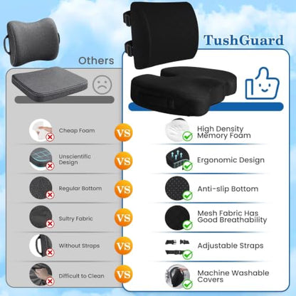 Back&Seat Cushion, Chair Cushions, Lumbar Back Support Pillow, Black/Large - color: Black, size: Large