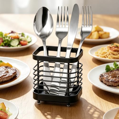 Utensil Holder, Stainless Steel Utensil Drying Rack for Kitchen Counter - color: Small, Black