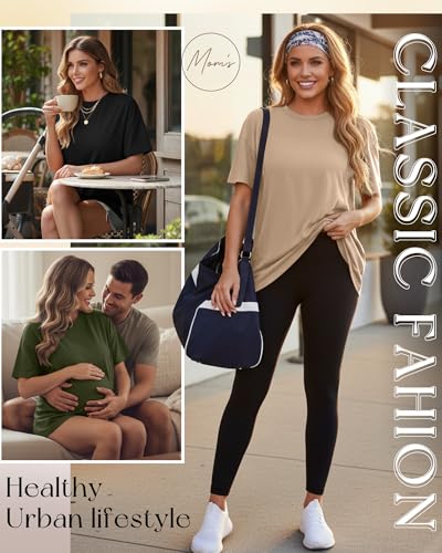 3 Pack Women's Oversize Nursing Tops - color: Khaki, Army Green, Black, size: X-Large