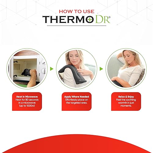 Microwavable Heating Pad for Neck, Back, & Shoulders - Heating Bean Bag Microwavable Pillow w/Elasticated Strap - Wheat & Lavender Aromatherapy Heating Pad Wrap - ThermoDR, Red - size: Scented, style: Red