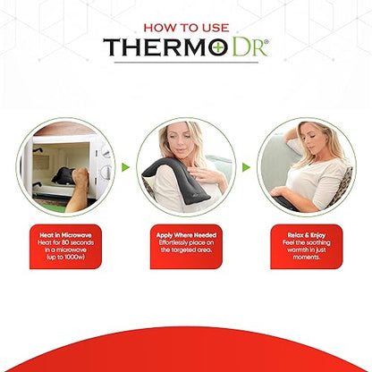 Microwavable Heating Pad for Neck, Back, & Shoulders - Heating Bean Bag Microwavable Pillow w/Elasticated Strap - Wheat & Unscented Heating Pad Wrap - ThermoDR, Black - size: Unscented, style: Black