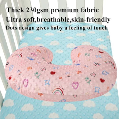 Dot Nursing Pillow Cover Set 2 Pack Compatible with Boppy Pillow - color: Pink & Love