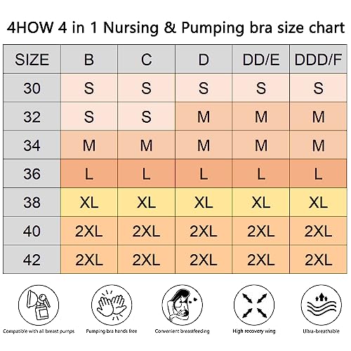 4HOW Pumping Bra Hands Free Pumping and Nursing Bra All in One - color: 2pc(black), size: X-Large