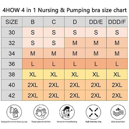 4HOW Pumping Bra Hands Free Pumping and Nursing Bra All in One - color: 2pc(black), size: X-Large