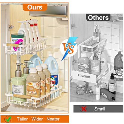 REALINN Under Sink Organizer, White 2 Pack Height Adjustable - color: White, size: 2 Pack