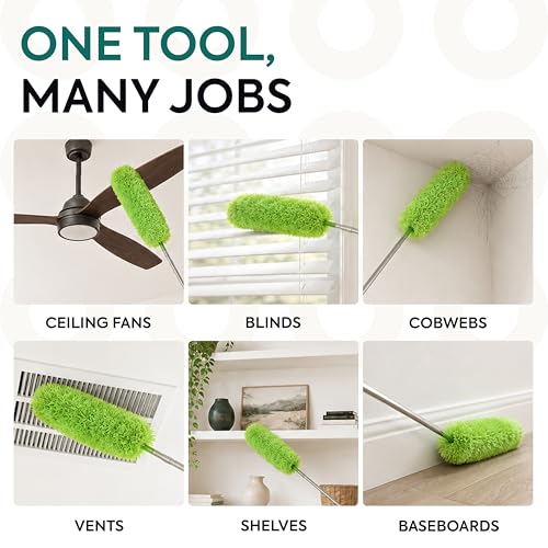 Gütewerk Extendable Microfiber Duster, 360° Bendable Head, 55 Inch Green - color: Green, size: up to 55 inch