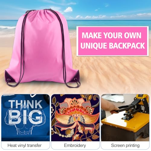 KUUQA 2 Pcs Pink Drawstring Backpack Bags - color: Pink
