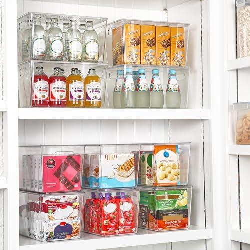 Vtopmart 6 Pack Clear Stackable Storage Bins with Lids and Handles, XLarge - size: XL(13"L x 7.4"W x 7"H)