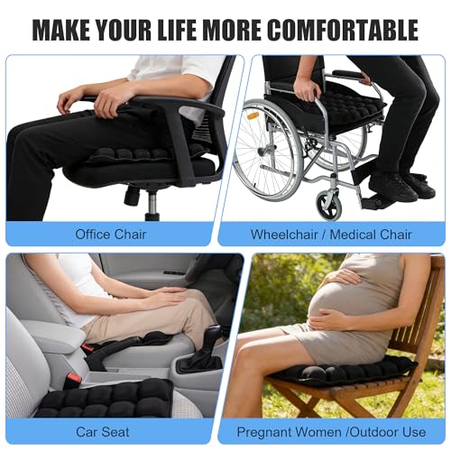Inflatable Seat Cushion, Travel Cushion for Airplane Without Air Pump