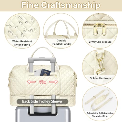 Personalized Travel Duffle Weekender Bag Graduation Birthday Gift for Her - color: Beige, style: B